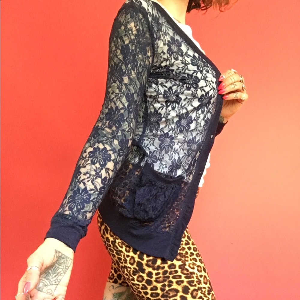 Navy lace cardigan, Xhilaration XS